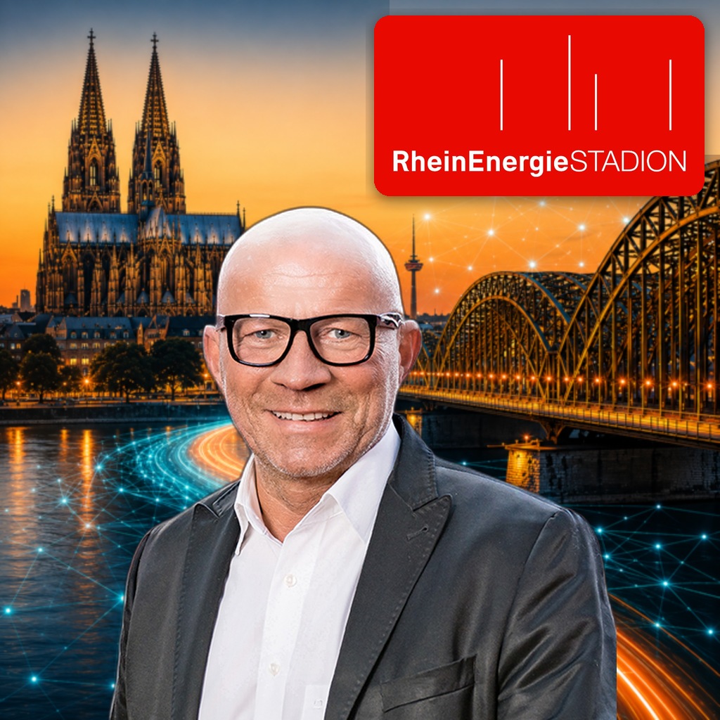 Stephan from RheinEnergieSTADION – team portrait with RheinEnergieSTADION logo