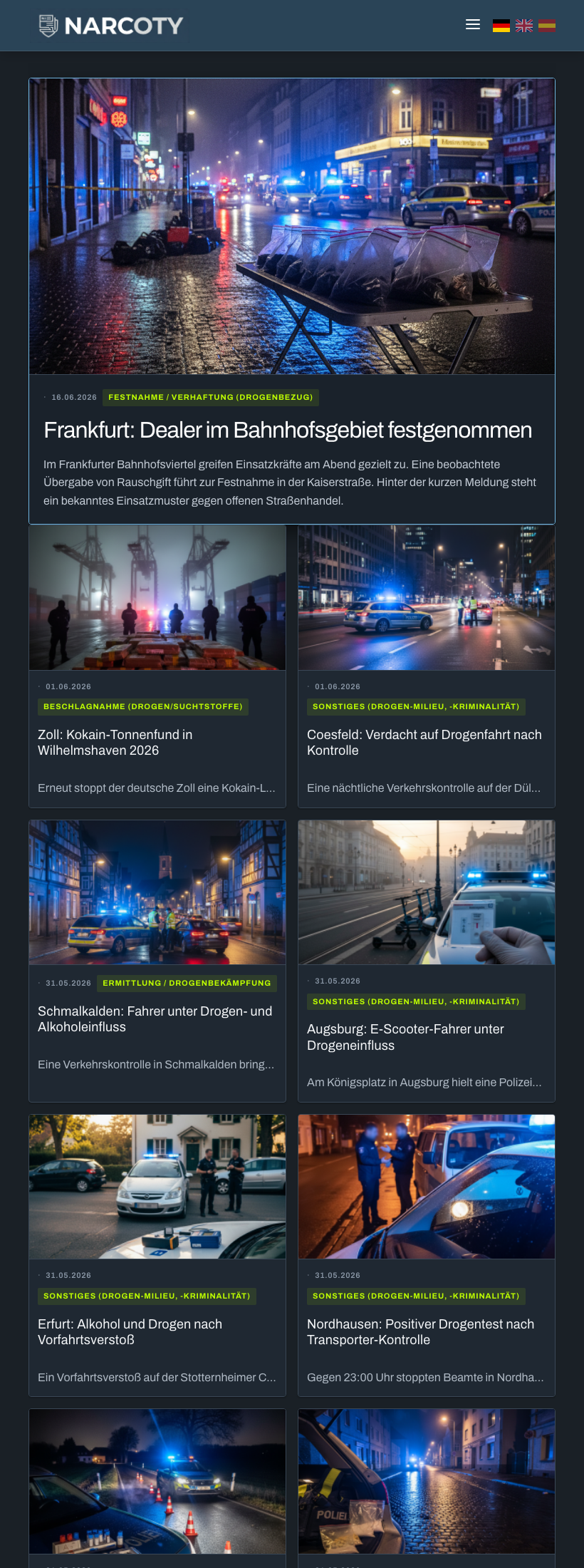 Narcoty News Vollseite iPad 820 Pixel Breite