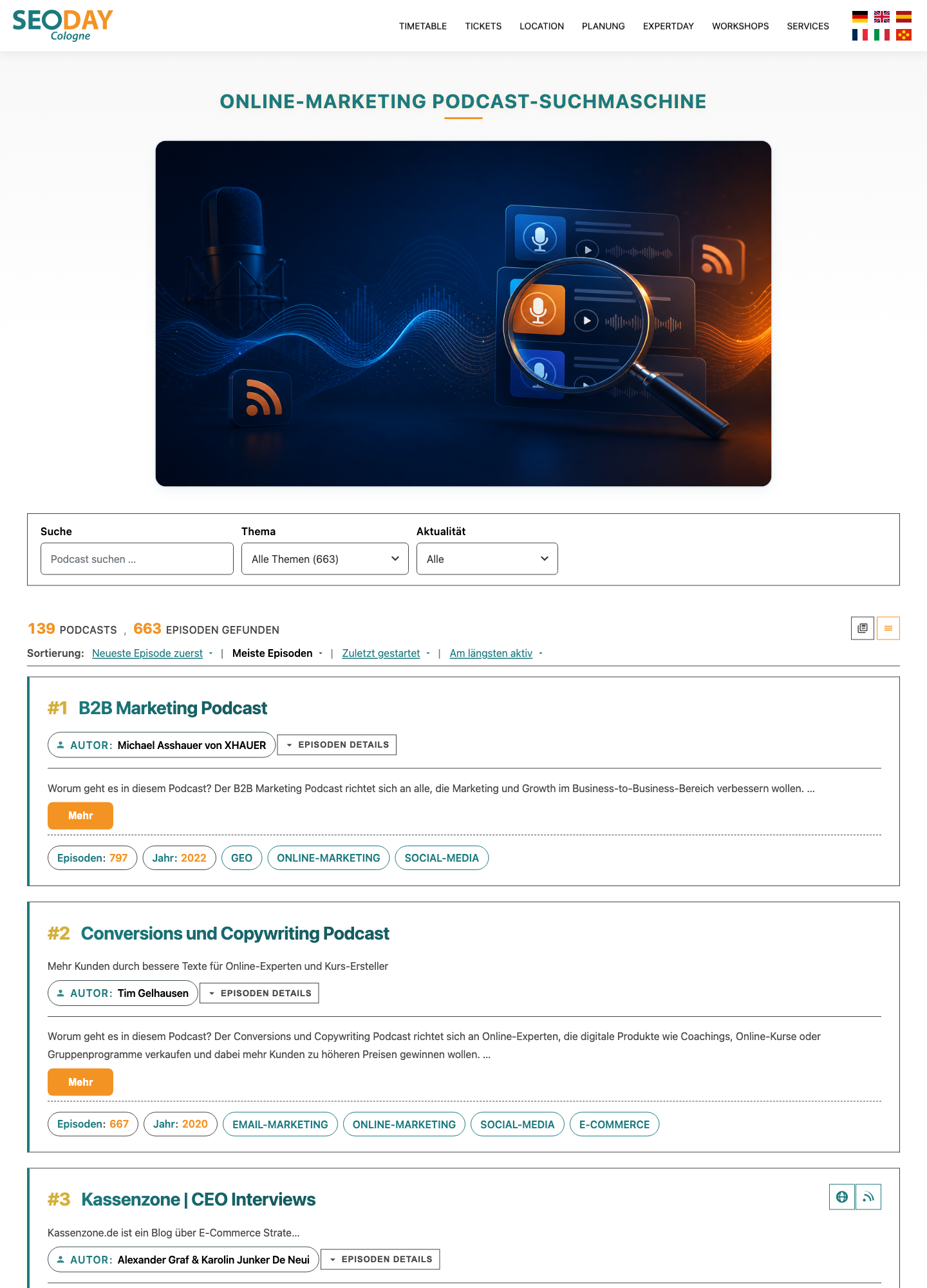 Online-Marketing Podcast-Suchmaschine