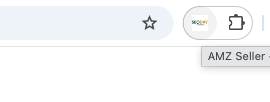 Chrome-Toolbar oben rechts: angeheftetes AMZ-Seller-Extension-Icon neben dem Puzzleteil-Symbol